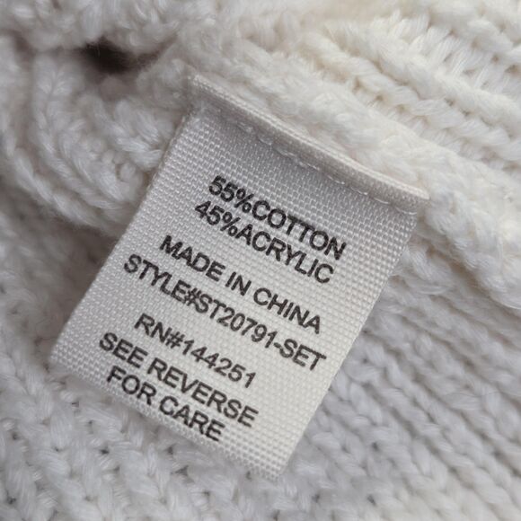 Moon & Madison Sweater Womens Large White Cropped Zip Hoodie Knit Distressed - Picture 10 of 11